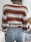 Color Block Round Neck Cropped Sweater