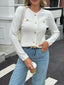 Button-Front Ribbed Long Sleeve Cardigan