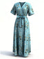 Floral Surplice Short Sleeve Dress