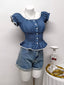 Smocked Short Sleeve Blouse