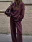 Turtleneck Side Zipper Sweatshirt and Pants Set