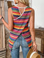 Cutout Slit Contrast Round Neck Tank