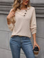 Button-Decor Long Sleeve Textured Top