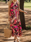 Printed V-Neck Wide Strap Dress