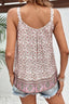 Floral Pleated Detail Scoop Neck Tank
