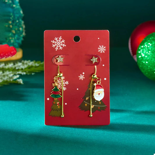 Christmas Santa Asymmetrical Drop Earrings