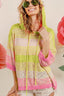 BiBi Short Sleeve Stripe Low Gauge Knit Hoodie