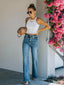 Frayed Hem High-Waisted Wide Leg Jeans