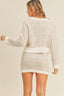 MABLE Plaid Button Down Sweater Cardigan and Mini Skirt Set