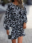Letter Print Balloon Sleeve Dress