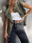 Ruffled Patchwork Denim Jacket Vest