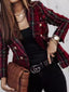 Full Size Plaid Tweed Double-Breasted Blazer Plus Size