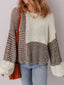 Color Block Back Tie Drop Shoulder Loose Sweater