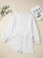 ow Embroidered Detail Puff Sleeve Top and Shorts 2pcs Set