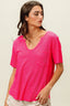 BiBi Waved Rib U Neck Top With Front Pocket