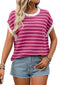 Striped Round Neck Short Sleeve Sweater
