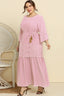 Plus Size Spliced Lace Tassel Belted Dress