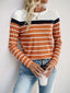 Perfee Contrast Striped Round Neck Long Sleeve T-Shirt