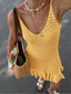 Ruffled Hem Openwork Sweater Dress