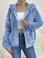 Drawstring Fleece Zip-Up Outerwear