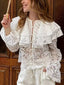 Ruffled Lace Flounce Sleeve Blouse