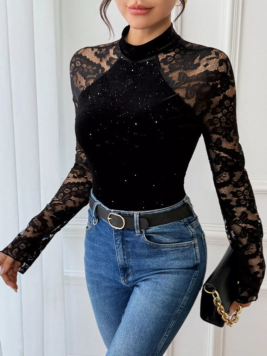 Lace Mock Neck Bodysuit