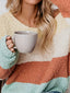 Color Block Round Neck Long Sleeve Sweater