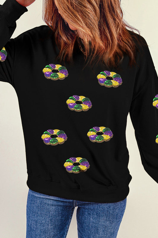 Sequin Round Neck Long Sleeve Sweatshirt