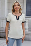 Cutout Round Neck Short Sleeve Blouse
