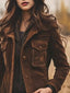 Full Size Suede Button-Down Jacket Plus Size