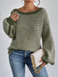 Striped Boat Neck Long Sleeve Sweater