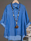 Plus Size Collared Neck Half Button Blouse