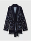 Printed Fringe Long Sleeve Cardigan