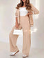 Full Size Striped Trim Button Down Jacket and Pants Set Plus Size