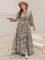Plus Size Floral Print Long Sleeve Maxi Dress