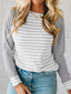 Stripe Raglan Patchwork Long Sleeve Top