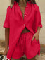 Button Front Shirt and Shorts Set