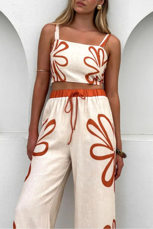 Smocked Square Neck Cami and Pants Set