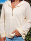 Solid Color Textured Sleeve Patchwork Half Zip Hoodie