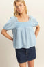HYFVE Crochet Detail Puff Sleeve Peasant Top
