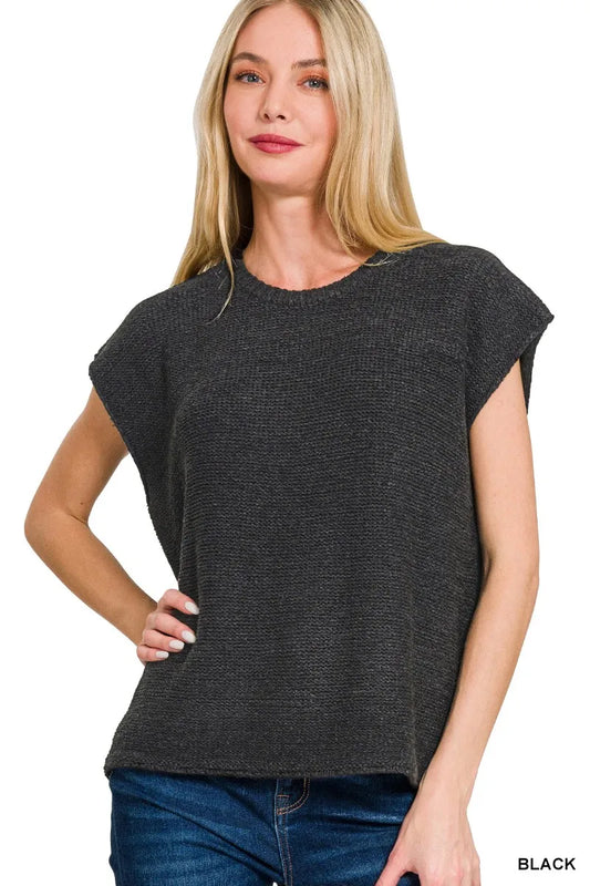 Zenana Oversized Crew Neck Sweater Vest