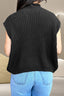 Cable-Knit Mock Neck Cap Sleeve Sweater