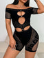 Cutout Off Shoulder Fishing Net Romper