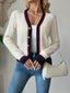 Contrast Trim Cable Knit Cardigan