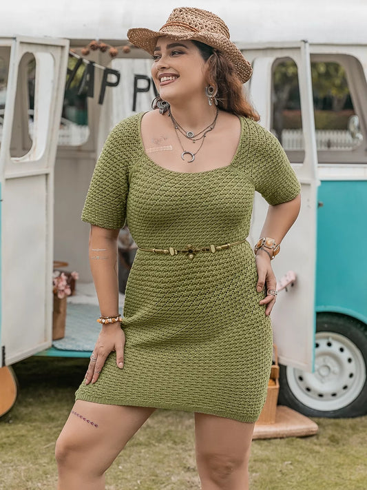 Plus Size Textured Knit Mini Dress