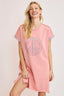 Umgee Peace Plaid Applique Short Sleeve Mini Dress