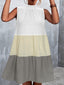 Tied Color Block Mock Neck Sleeveless Dress