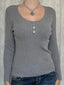 Button Detail Long Sleeve Cable Knit Top