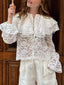 Ruffled Lace Flounce Sleeve Blouse