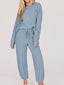 Ribbed Round Neck Sweatshirt and Drawstring Pants Set